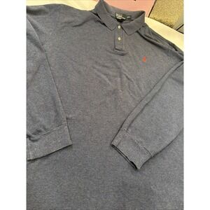 Polo Ralph Lauren Shirt Mens Xxl Blue Long Sleeve Red Pony Men USA Vintage 510